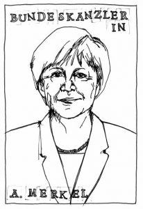 Portraitskizze von Bundeskanzlerin Angela Merkel